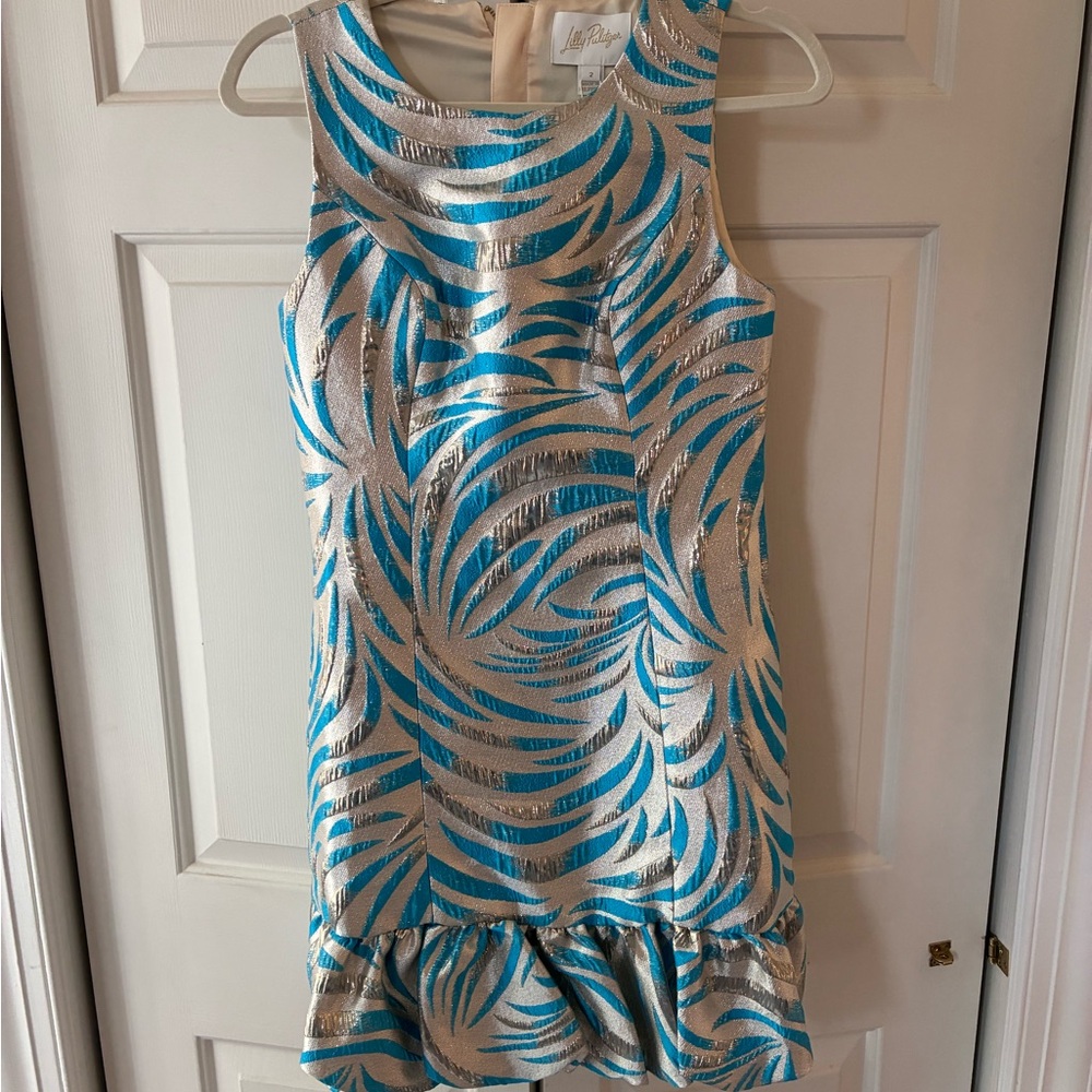 Lilly Pulitzer Blue and Gold Formal Dress